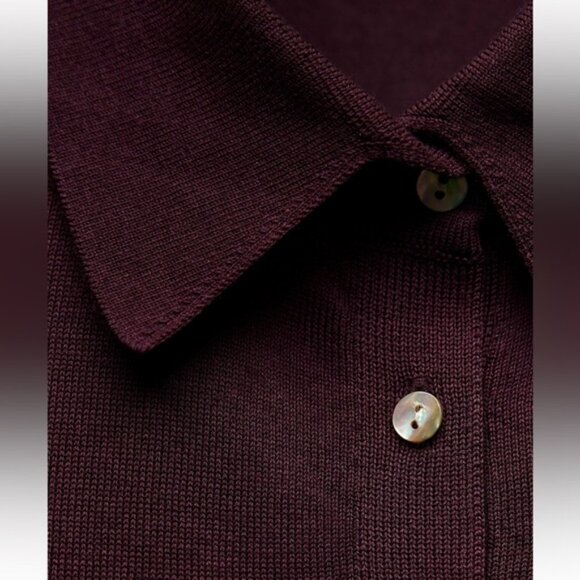 ZARA BUTTONED KNIT POLO TOP - Picture 9 of 9
